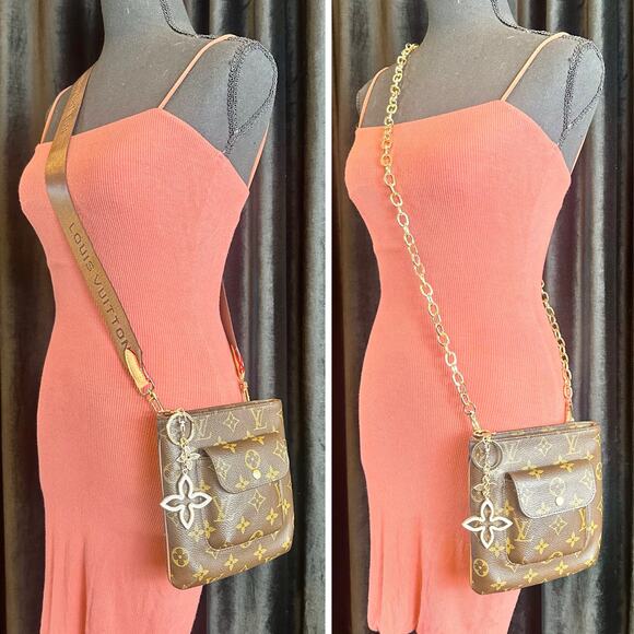 Louis Vuitton Monogram pouch Crossbody, shoulder bag with chain and bag charm - Picture 2 of 14